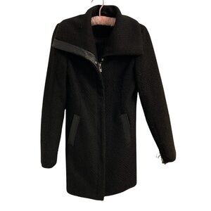 INC Black Chic Tweed Mid Length Coat Size XS